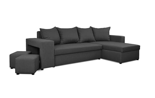 Generisch Möbel NAWSTOL - Ecksofa mit Schlaffunktion 205x130 cm - Eckcouch mit Bettkasten - Ecksofa Wohnlandschaft L Form (Linke oder RECHTE)