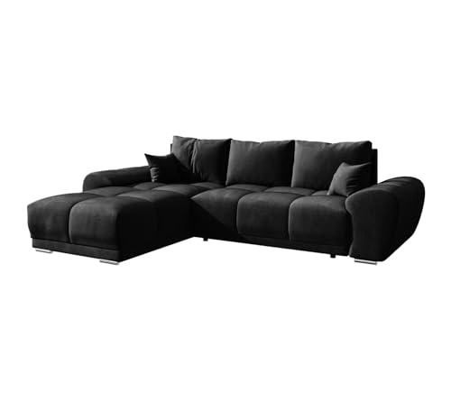 BROMARKT NUBES Ecksofa - Eckcouch mit Schlaffunktion und Bettkasten - Wohnzimmer Couch - - Sofa L Form - Bettsofa - Möbel - Big - 294x184 cm - Graphit