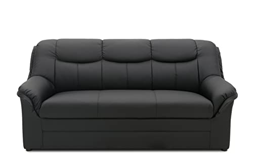DOMO Collection Sofa Berlin | Klassische Polstergarnitur mit hochwertigem Federkern, 3 Sitzer, schwarz