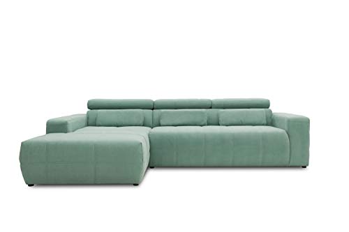 DOMO Collection Brandon Ecksofa, Sofa mit Rückenfunktion in L-Form, Polsterecke, Eckgarnitur, mint, 288 x 228 x 80 cm