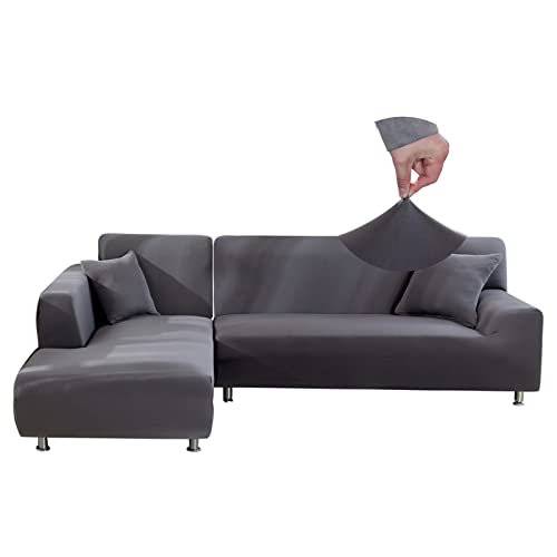 Jaotto Sofa Überwürfe Sofabezug Elastische Spandex Stretch Sofabezüge Couchbezug für L-Form Sofa Universal Waschbar Sofaüberwurf 2er Antirutsch(2 Sitzer+3 Sitzer,Grau)
