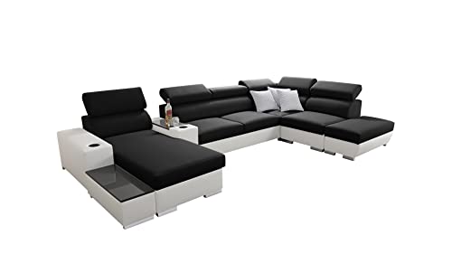 All4All Ecksofa Ponti mit Schlaffunktion Wohnlandschaft Bettkasten Schwarz Grau Lila Blau Links Rechts Groß XXL 26 (Links, Sawana 14 + Ekj 1)*