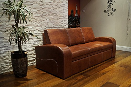 Quattro Meble Echtleder 3 Sitzer Sofa Oslo FS Breite 200cm mit Schlaffunktion Ledersofa Echt Leder Couch große Farbauswahl !!!