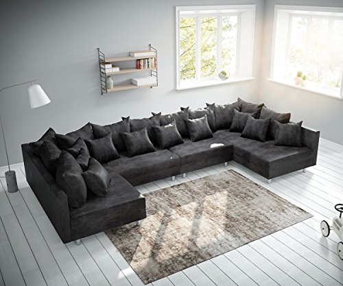 DELIFE Couch Clovis XL Anthrazit Antik Optik Wohnlandschaft Modulsofa